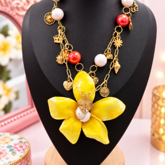 Golden plumeria Charm Necklace